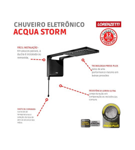 Chuveiro Eletrônico Acqua Storm Ultra 7800w Preto Loren