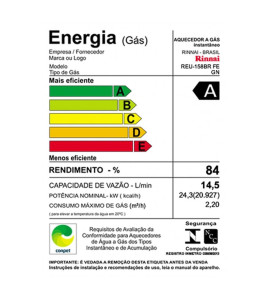Aquecedor de Água a Gás Mecânico 15 Litros M15 (Reu M150) gn Rinnai