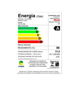 Aquecedor De Água a Gás Rinnai E21 feh 21 Litros Prata