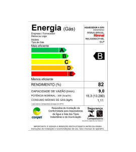 Aquecedor De Água a Gás Rinnai reum 090 cfhble glp 9 Litros